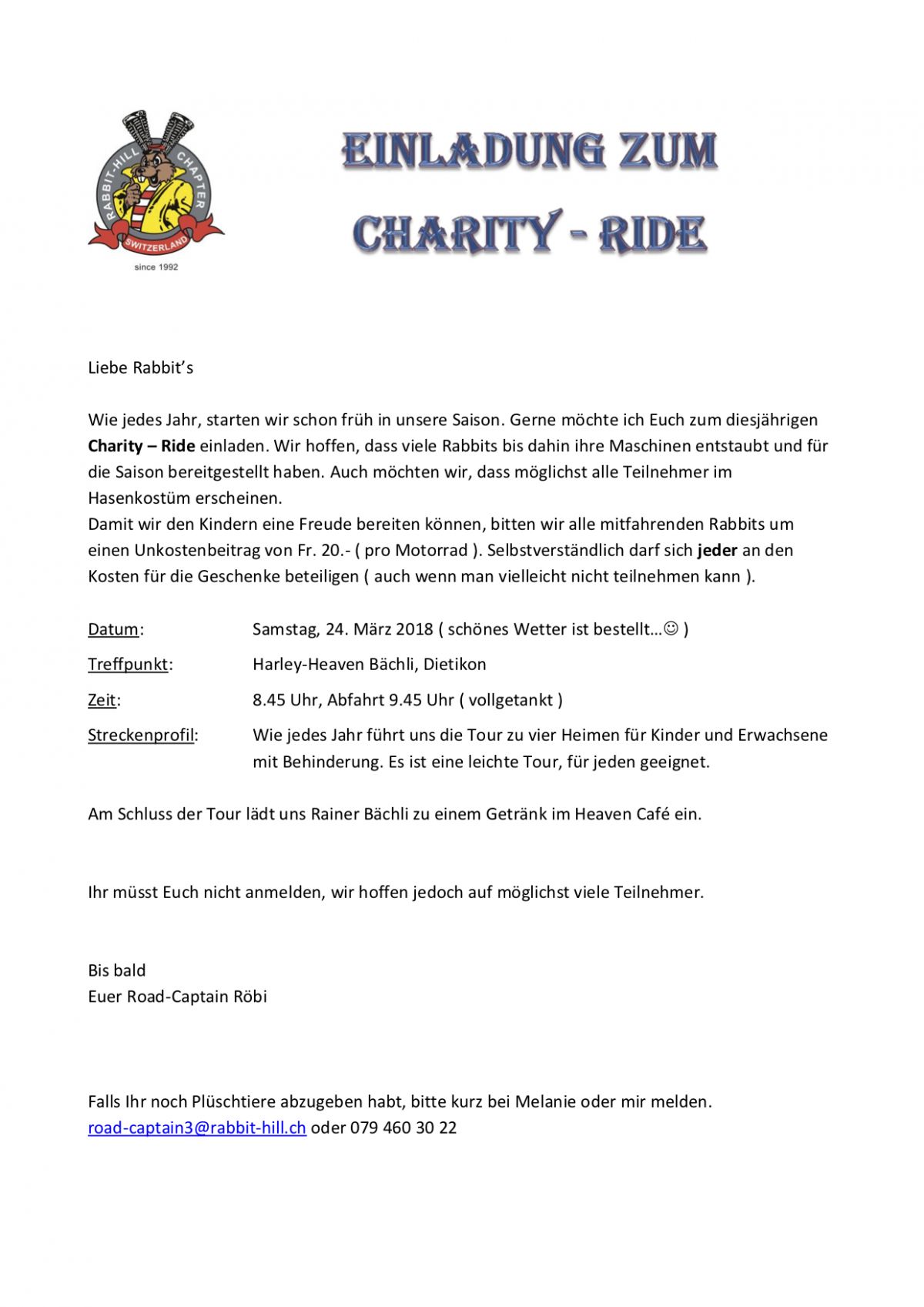 Charity Ride 2018